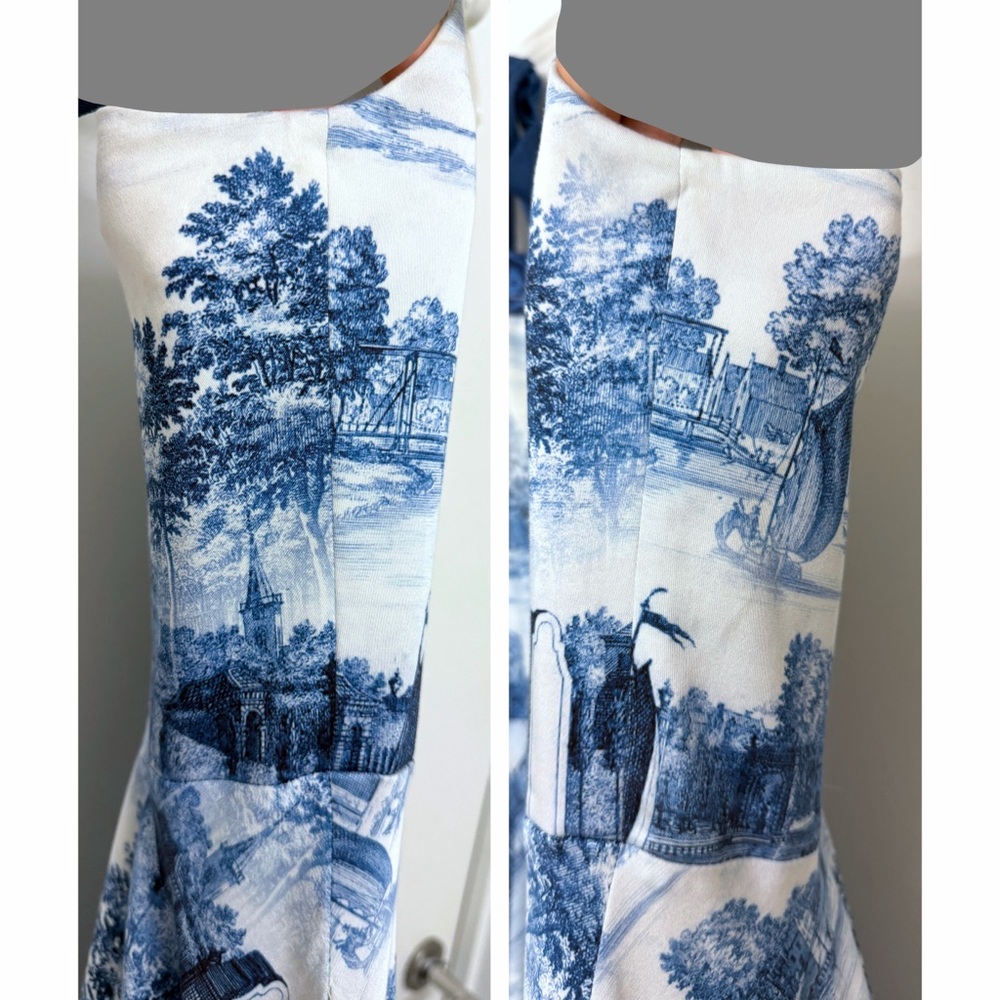 Alice + Olivia Rosalee Chateau Toile de Jouy Maxi Dress Blue Floral Bustier 10 - Picture 13 of 16